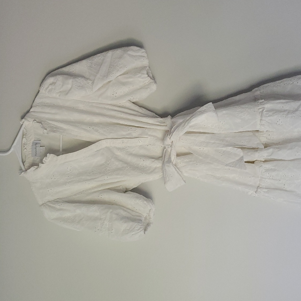 Sugarlips White Eyelit Ruffled Dress